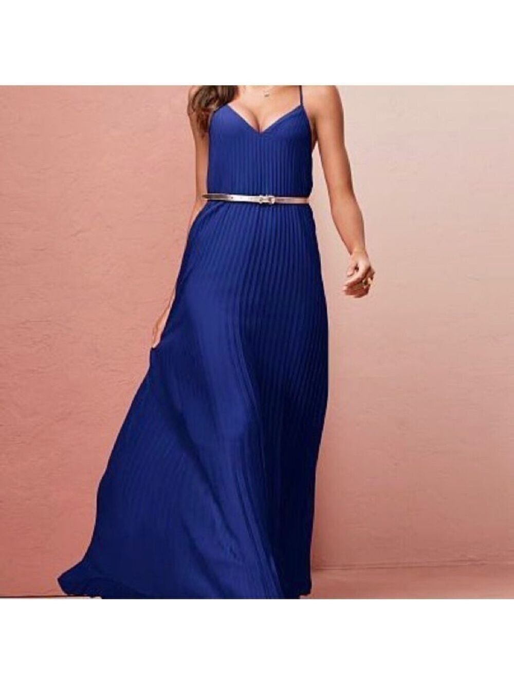VICTORIA’S SECRET blue, pleated maxi dress. Size S - Picture 2 of 11